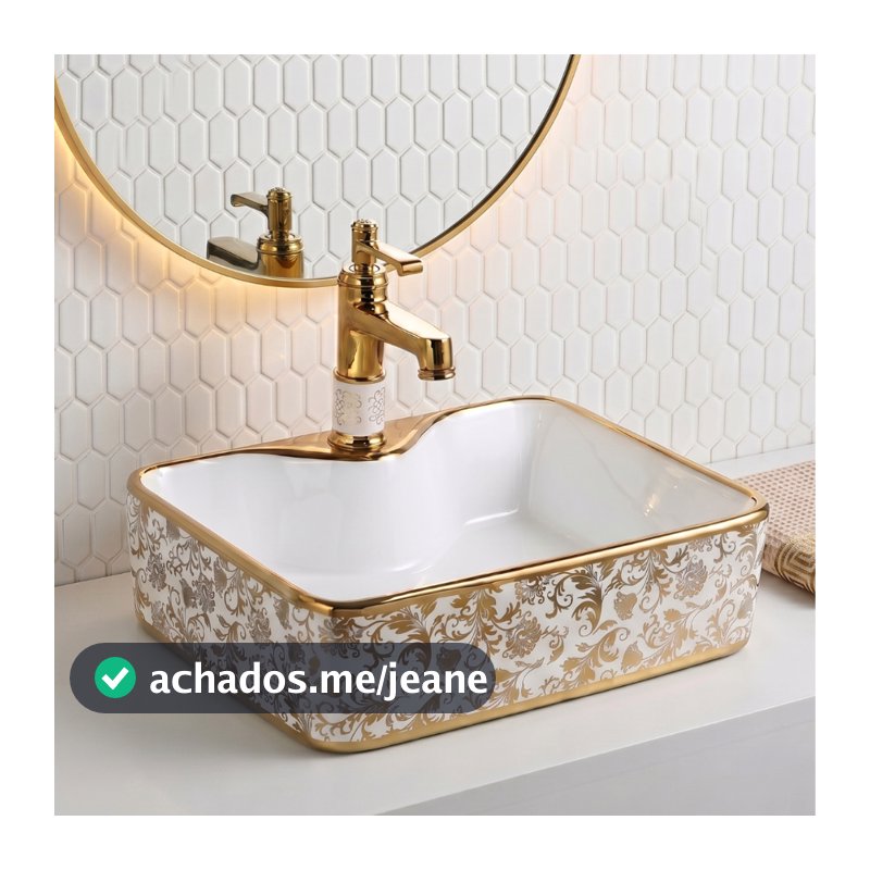 Cuba Pia de Apoio Retangular 40x30cm Louça Cerâmica Luxo Para Banheiro Vivaz®