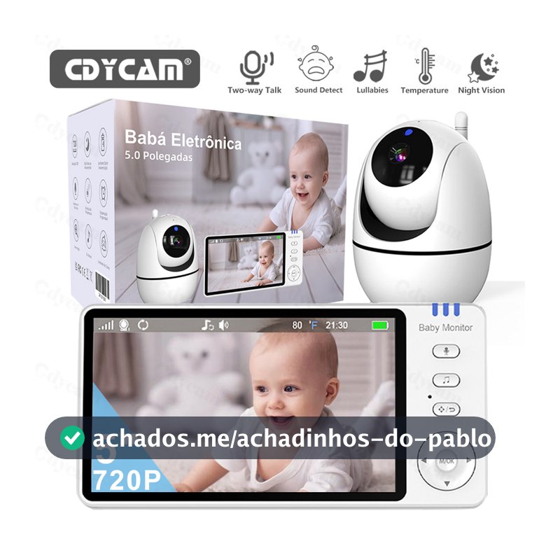 5" Babá Eletrônica, Bebê Câmera Monitor Vídeo,720P HD Monitor de Bebe,Visão nocturna,Sem Wi-Fi ,VOX,Temperatura ambiente