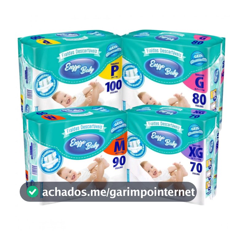 Fraldas Descartáveis Enzzo Baby Pacotão -Atacado RN /P / M/ G/ XG/ XXG - Alta Absorção Confortável .