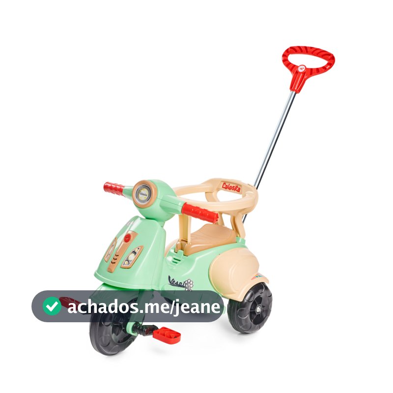 Triciclo Vespita Velotrol Motoca C/ Buzina Com Haste Empurrador Proteção Lateral - Calesita Vespita
