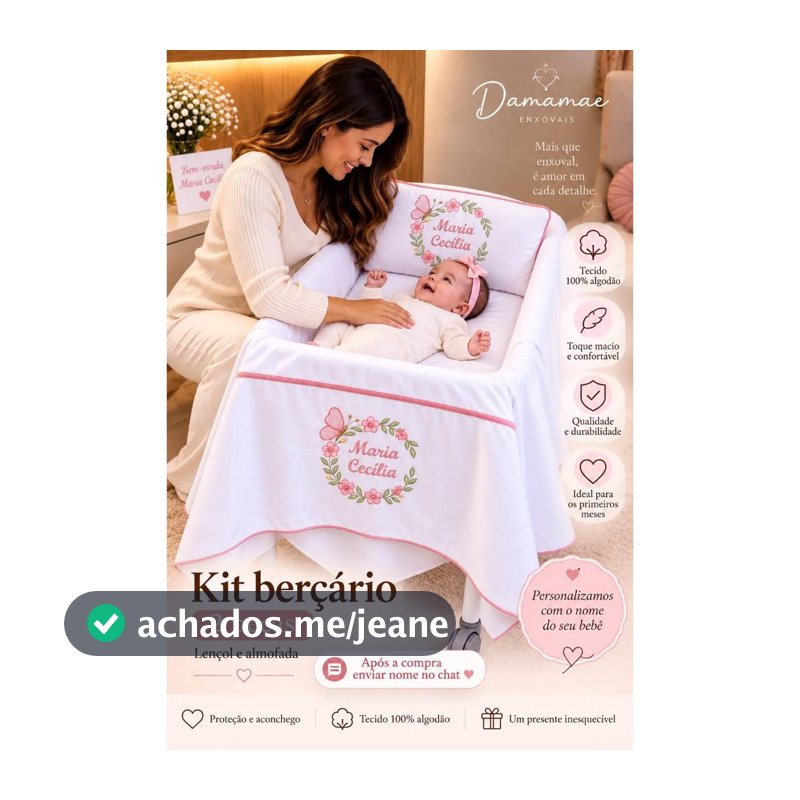 Kit Berçário Maternidade Lençol Personalizado 2 Peças Toque de Algodão Para Menina