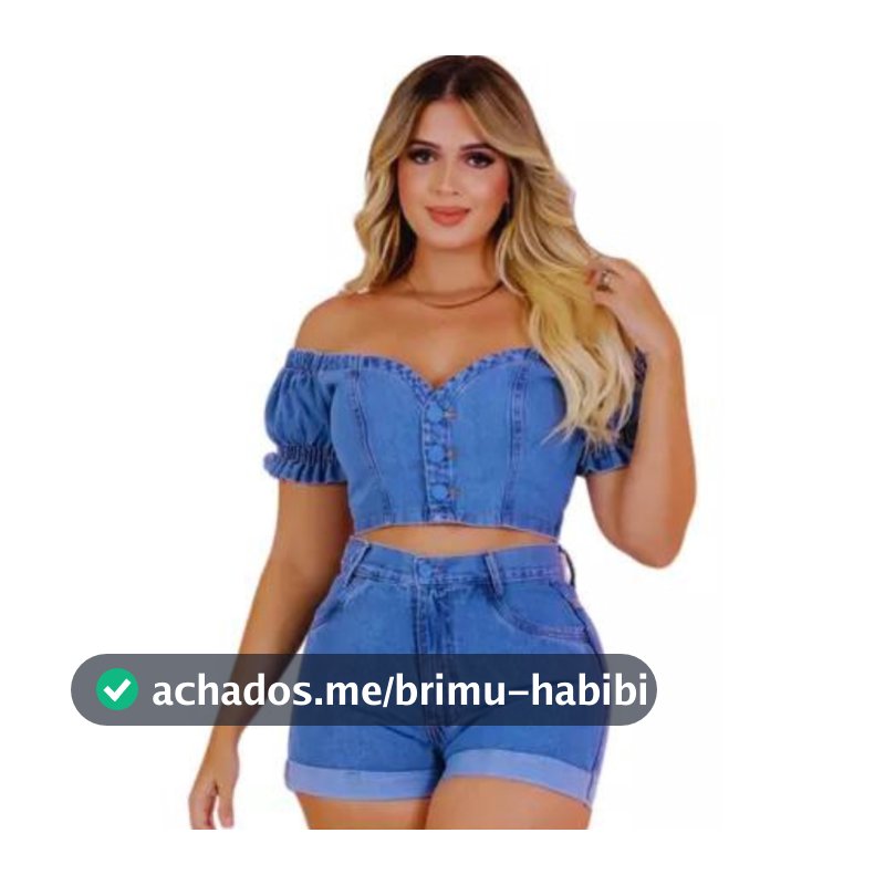 Conjunto Feminino Jeans Short e Blusa Moda Casual Lançamento 2023