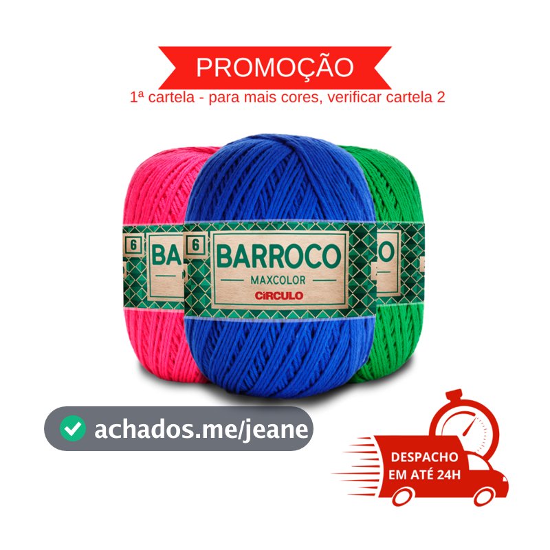 Barbante Barroco Maxcolor 400g 452 Metros Fio 4/6 TEX 885 Círculo Algodão Crochê