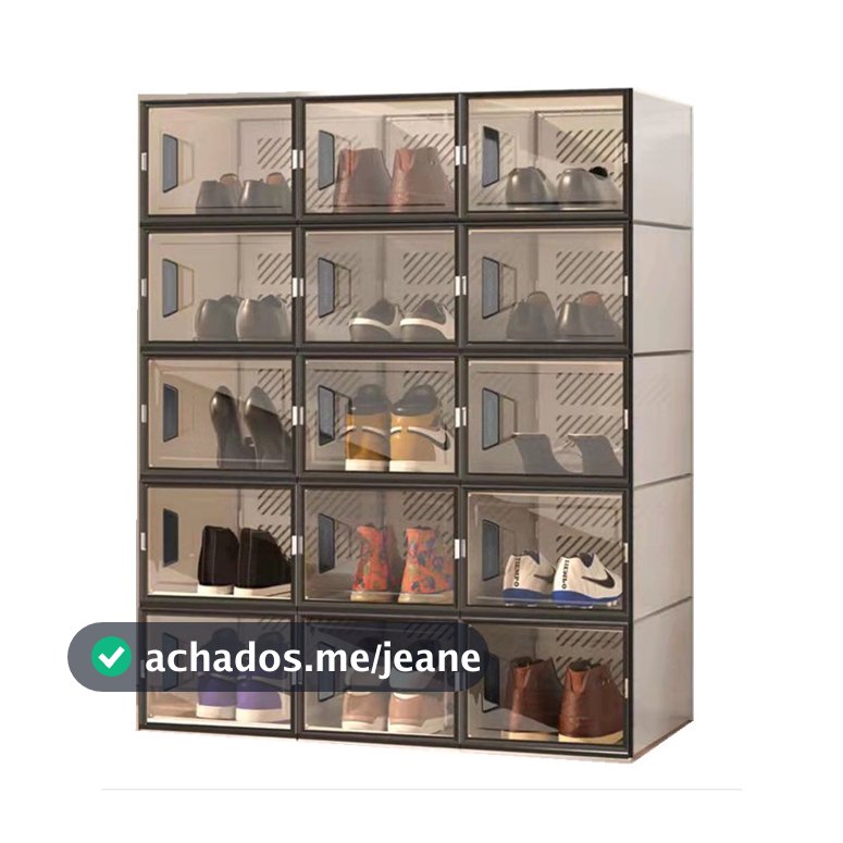 KIT8 10 12 Caixa Organizadora Para Tênis Sapatos Multiuso Empilhável Tampa Flip Feminino Masculino