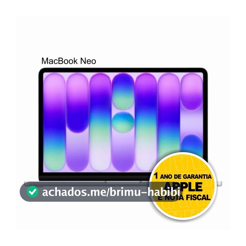 MacBook Neo Apple 13" Chip A18 Pro CPU de 6 núcleos GPU de 5 núcleos 8GB RAM 256GB Nota Fiscal