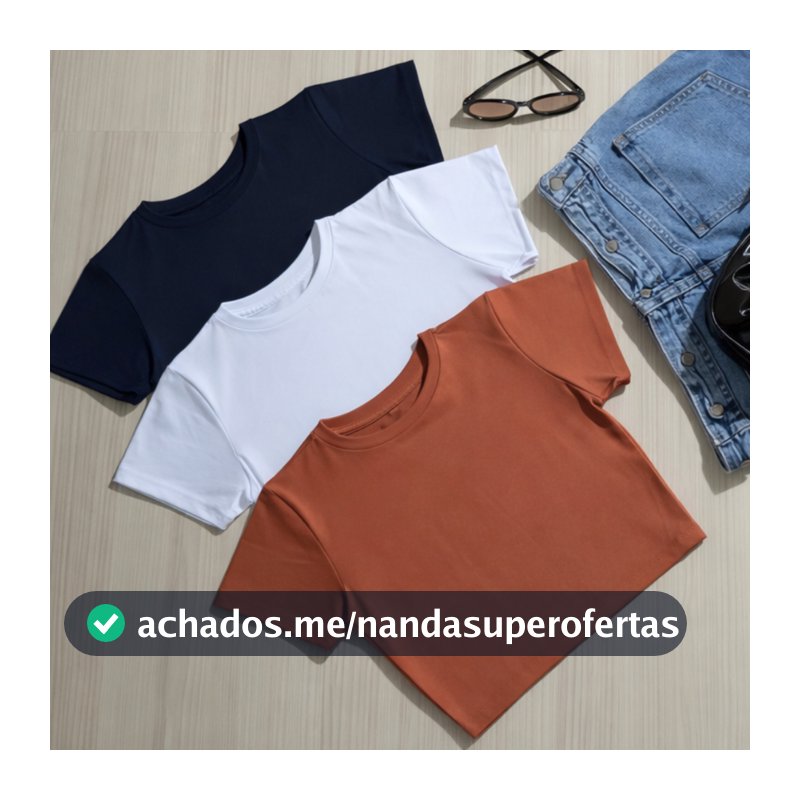 Kit 3 Cropped Feminino Blusinhas Curta Manga Baby Tee Suplex Básica