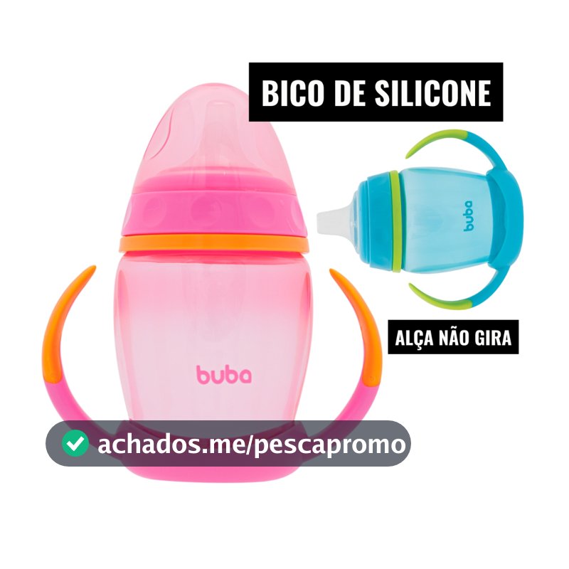 Copo de Treinamento Infantil com Alça e Bico de Silicone para Bebê Introdução Alimentar Menino Menina Buba