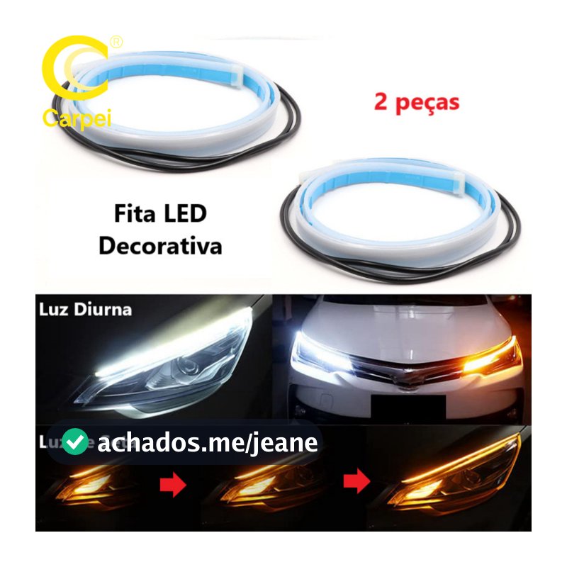 Kit 2 peças Fita Led 60 cm DRL 3000k 6000k Flexivel Farol E Seta