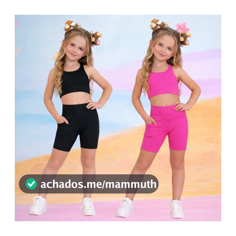 Kit 2 Conjunto treino infantil short academia fitness exercício poliamida esporte corrida Parque