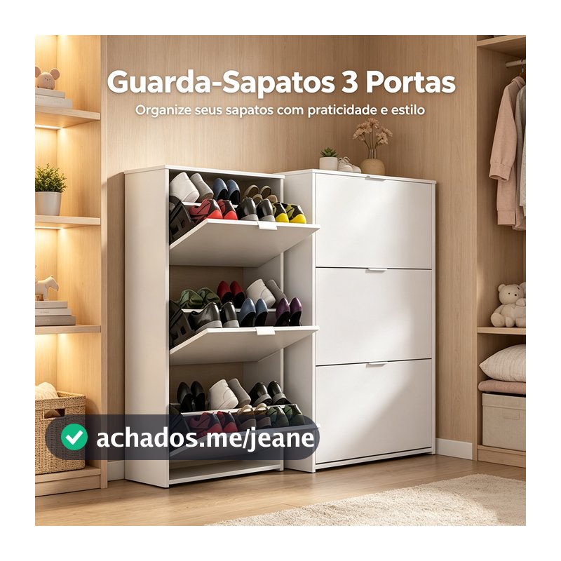 Sapateira Vertical Porta Sapatos Basculante Prateleira Interna Organizadora