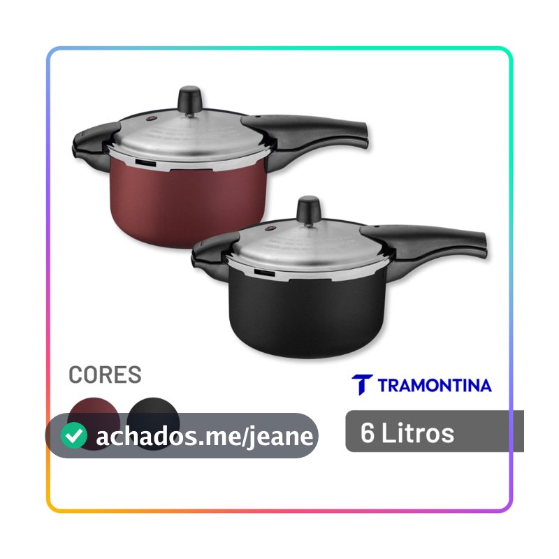 Panela de Pressão Tramontina Vancouver Alumínio Antiaderente 6 Litros Preta ou Vermelha