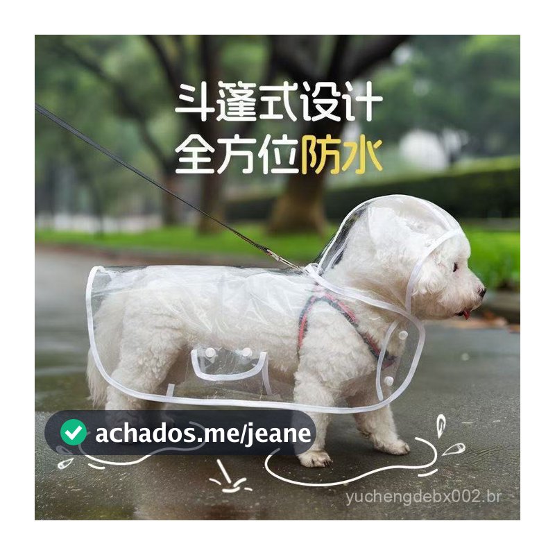 Capa de chuva para cães, capa de chuva específica para cães, capa de chuva transparente para cães pequenos, suprimentos