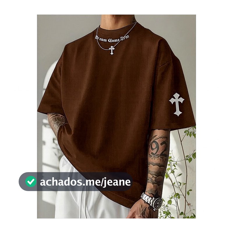 Camiseta Oversized Masculina Estampa Streetwear Dream Academia Cruz 100% Algodão Leve Hip Hop