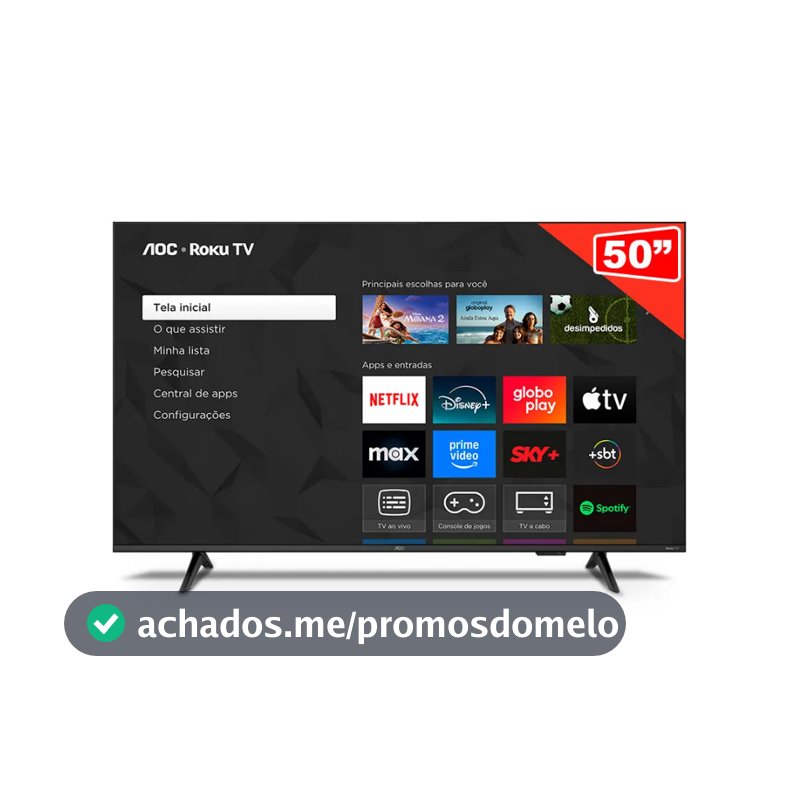 Smart TV AOC 50" DLED 4K UHD Roku TV - 50U7066/78G