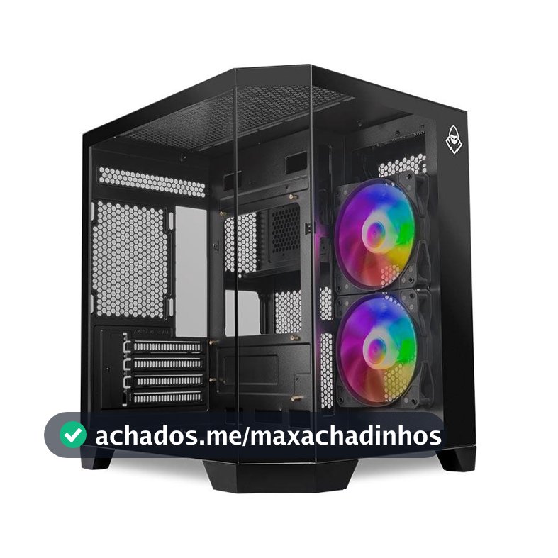 Gabinete Gamer Mancer CV700B, Mini-Tower, Lateral de Vidro, Com 2 Fans, Preto, MCR-CV700B-BK-2F
