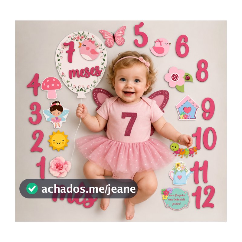 Kit mesversário Jardim Encantado para fotos mensais - Acompanha todos os meses do ano