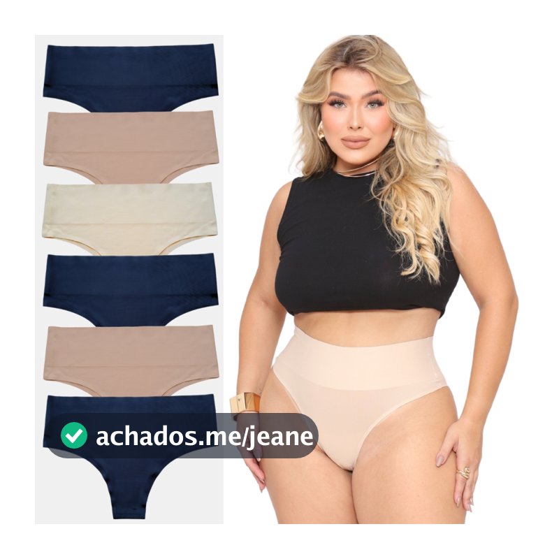Kit 6 Calcinhas Alta Compressão Cós Alto Sem Costura Corte Laser Modeladora Efeito Lipo Para Academia Não Marca