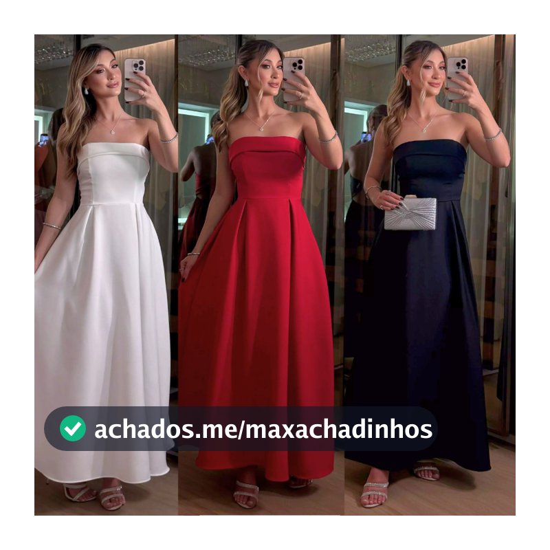 Vestido Longo Tomara que Caia com Bojo e Abertura nas Costas – Elegância