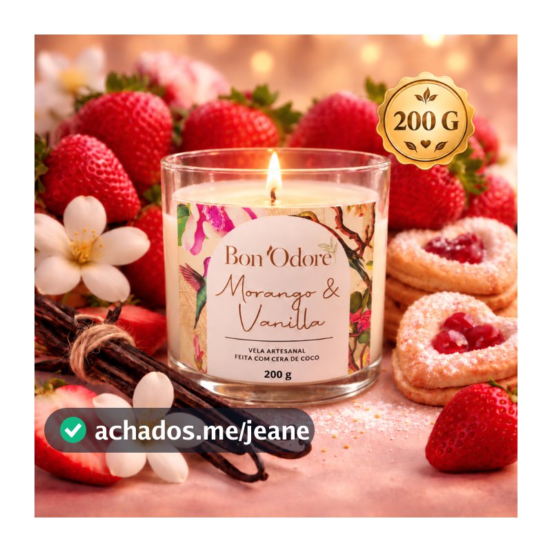 Vela Aromática Artesanal - 200g / 100g Perfumada 100% com Cera de coco Premium