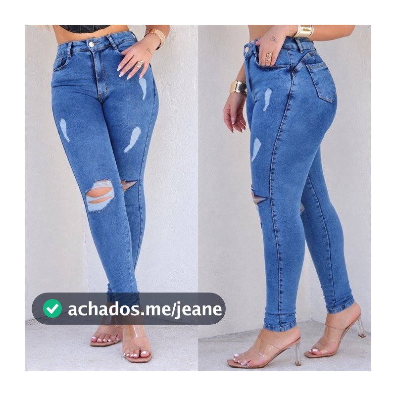 Calça Jeans Feminina Empina Bumbum Com Lycra Elastano Cintura Alta