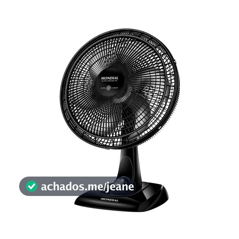 Ventilador de Mesa Mondial VSP-40-B 40cm, 6 Pás, 140W, Preto