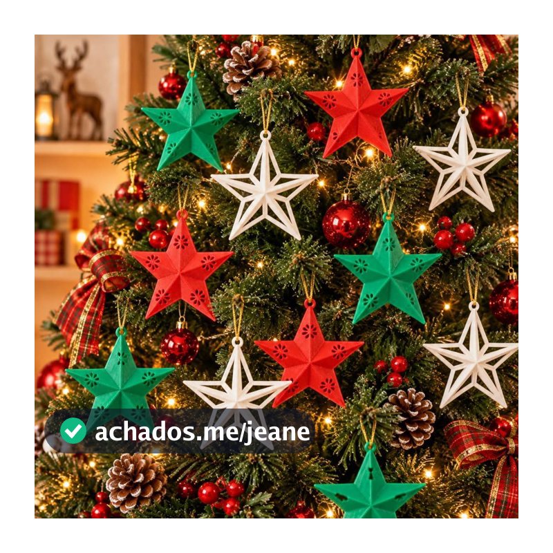 Kit 9 Estrelas Enfeite para Árvore de Natal - Decoração e Enfeite Natalino