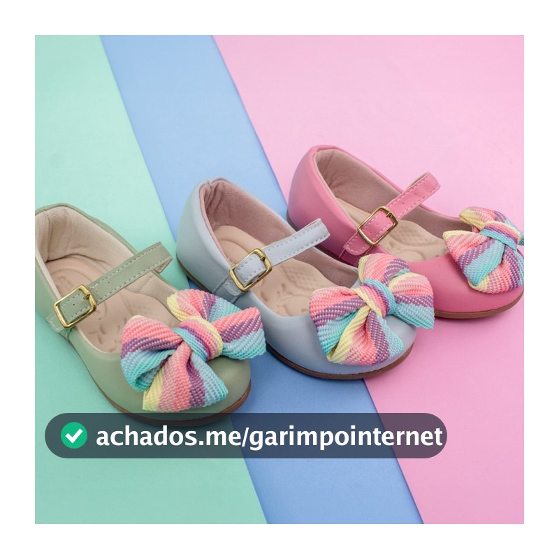 Sapatilha Menina Infantil Delicada Boneca Fivela Laço Colorido Unicórnio Promoção Confortável