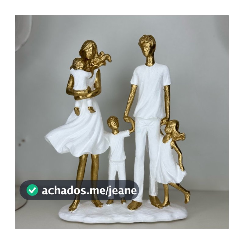 Escultura Estátua Obra Familia com 3 Crianças Pai, Mãe, Menina e Dois Meninos Design de Interior