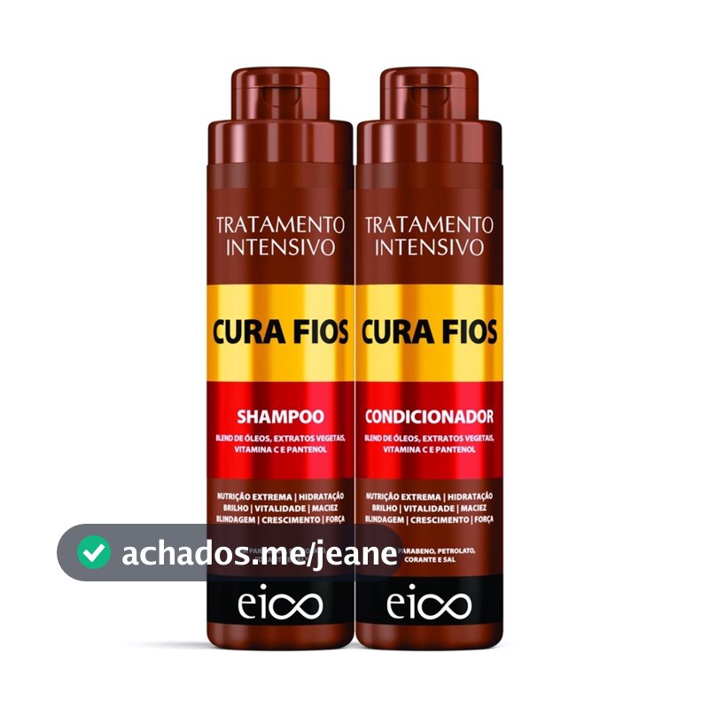Eico Tratamento Cura Fios Shampoo 800ml Condicionador Leave-in Sem Sal 750ml Crescimento Força