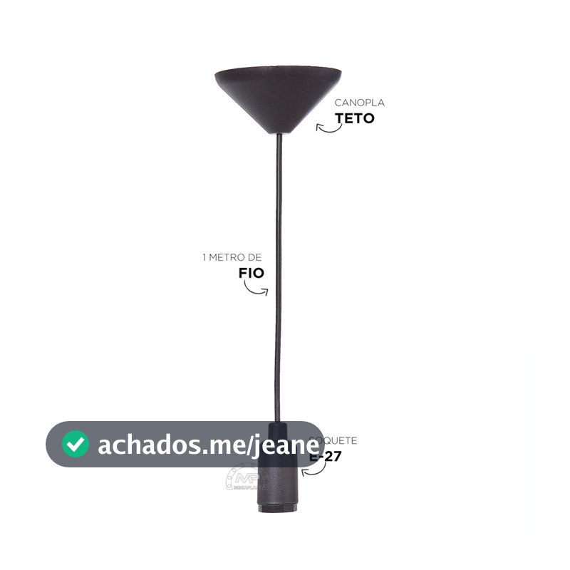 1 Fio Pendente Cabo Pp 1mt Lustre Soquete E27 110/220v
