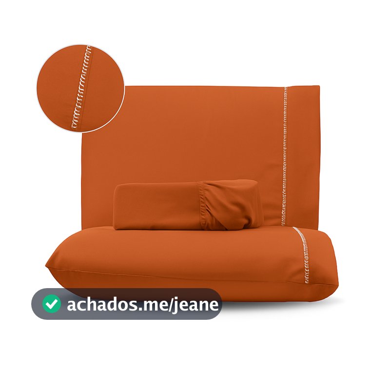 Kit Lençol Com Elástico Jogo de Cama 03 Peças Percal 400 Fios Com Ponto Palito nas Fronhas