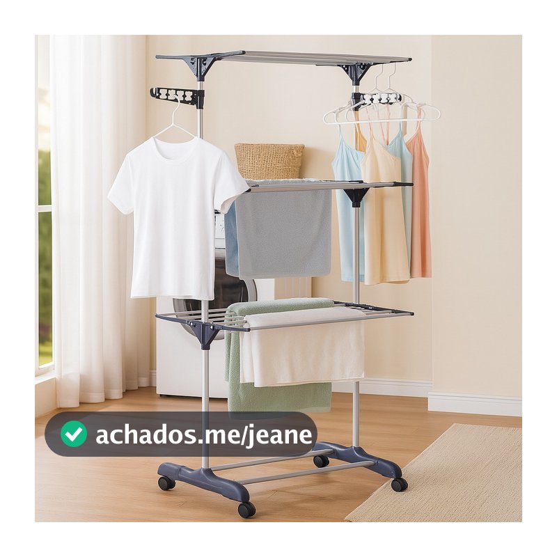 Varal de Chão Grande com Abas Apartamento Roupa Vertical