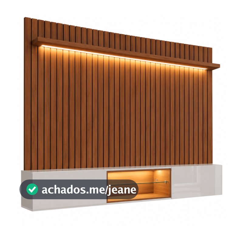 Painel com Rack Copa do Mundo Milano para TV até 70” com LED, Nicho Iluminado e Portas Basculantes