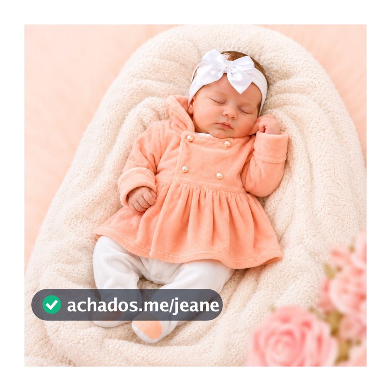 Macacão Bebê Menina Roupa de Frio Longo de Plush Eloá Kit 3 Peças
