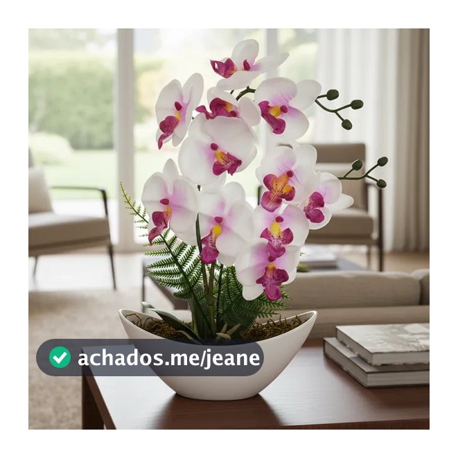 Arranjo de Orquídea Artificial Com Vaso Barca Luxuoso