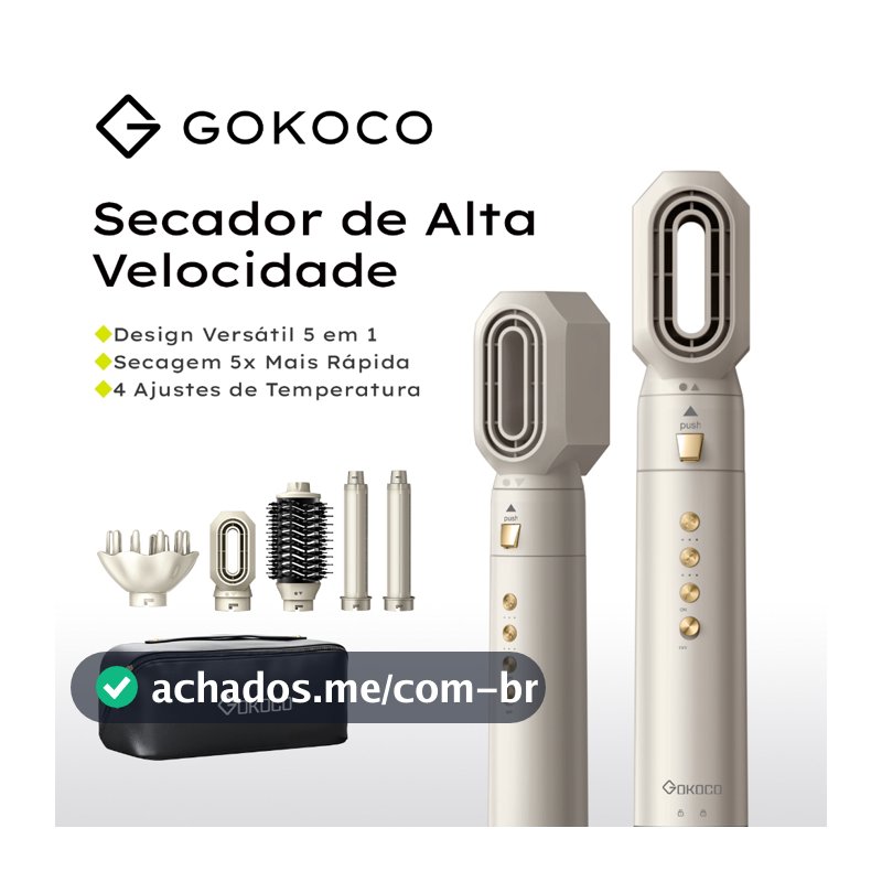 GOKOCO Escova Secadora 5 Em 1 Conjunto De Secador De Cabelo Multifuncional De Alta Velocidade Dupla voltagem 110V-240V