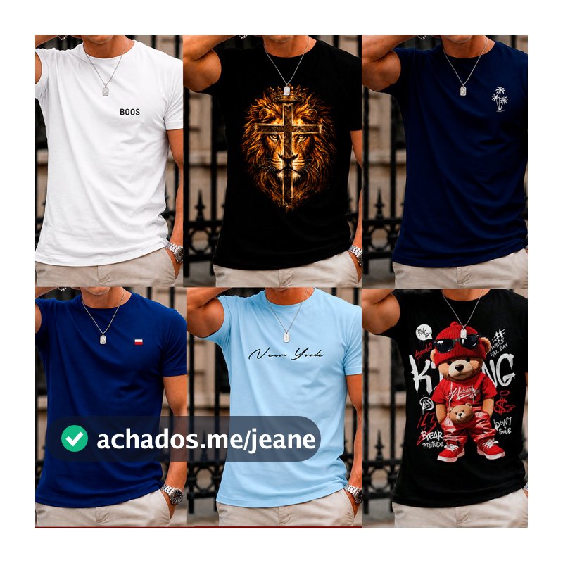 Camiseta Masculina QUEIMA DE ESTOQUE Estampa e Cor Aleatoria Camisa 100% Algodão