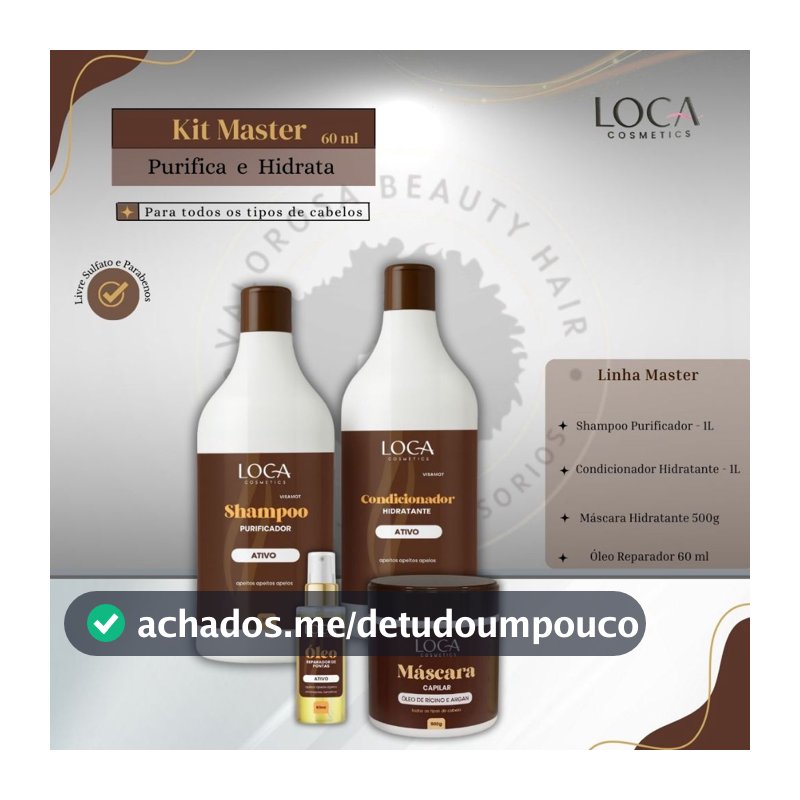 Kit Master Loca - Shampoo + Condicionador 1Lt + Máscara 500g + Oleo 60ml