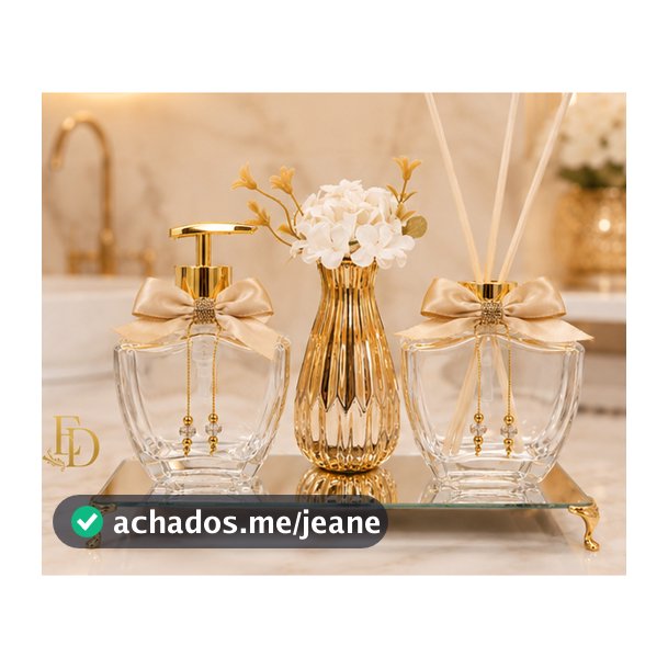 Kit Lavabo Banheiro Vidro Estrela 250ml com Bandeja Vaso Difusor e Porta Sabonete Líquido - Bandeja Opcional