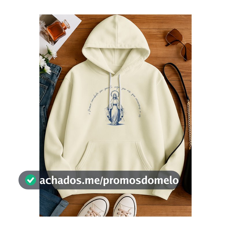 Blusa De Moletom Unissex Nossa Senhora Sem Pecado Confortavel Feminina Estampa Cristã