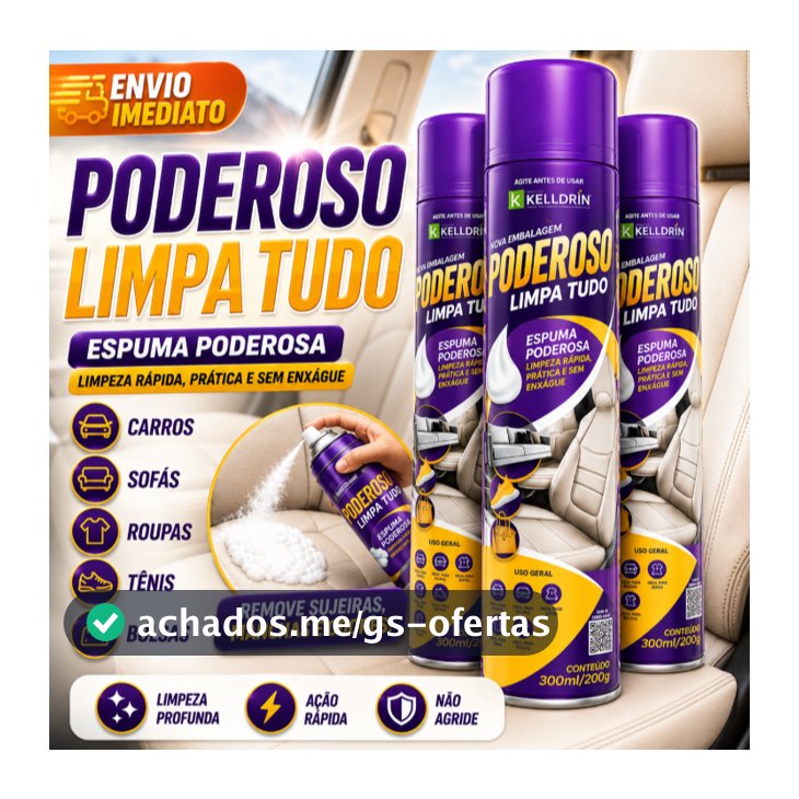 Kit Espuma Limpa Tudo 300ml Para Sofá Tênis Banco Carro Couro Tapete Estofado Multiuso