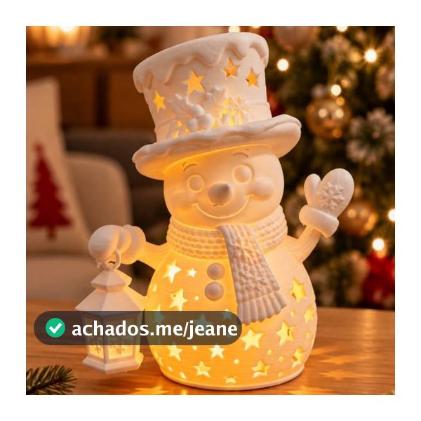 Boneco de Neve Natalino 3D com Luz Decorativa Tamanho 11 Altura e 8largura Vídeo meramente ilustrativo