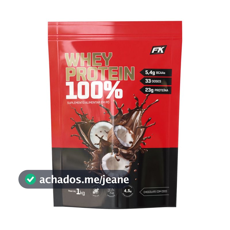 100% Whey Protein Concentrado Refil 1kg Fk - WPC - Proteína Concentrada - 23g de proteína por dose - Vários sabores