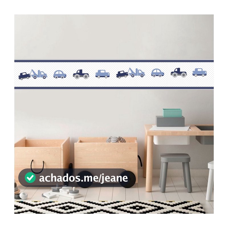 Faixa Adesiva Decorativa Carrinhos - Papel de Parede Infantil Carros - Adesivo de Parede Infantil - Decoração de Quarto