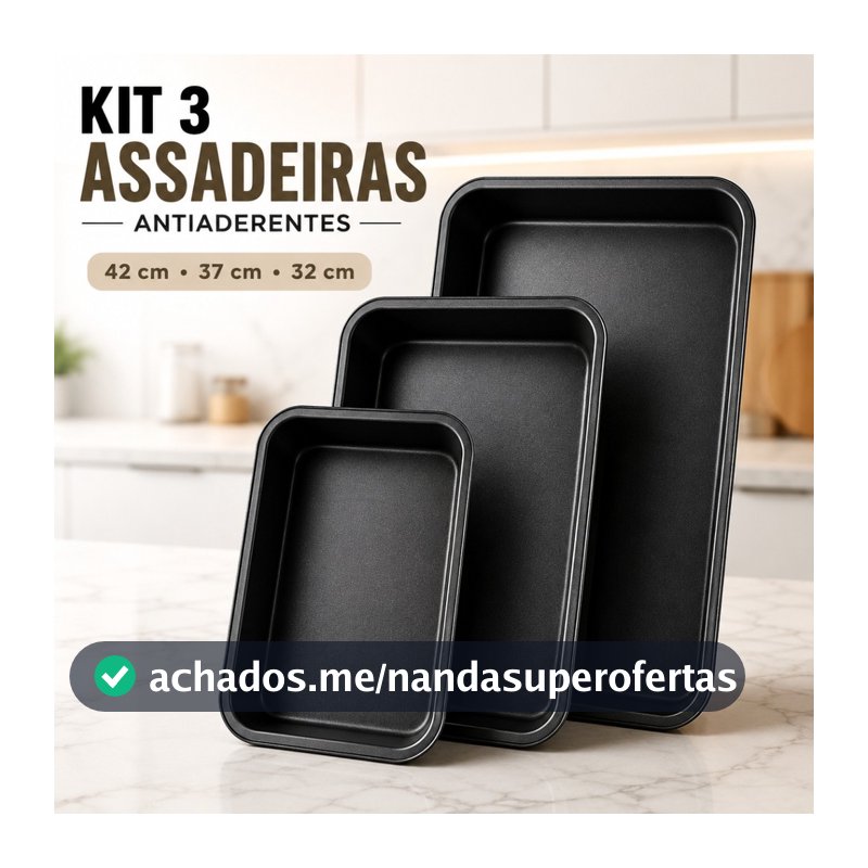 Forma Assadeira Antiaderente retangular funda para Forno 32 37 42 cm Ideal para Bolo Lasanha Carne Frango Cozinha