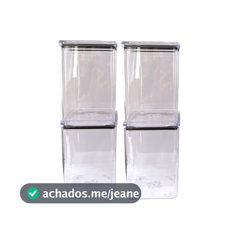 Kit 4 Potes Hermético 1,1 Litro Armazenar Alimento Organizar