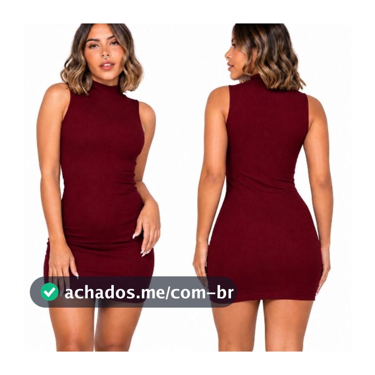 Vestido Tubinho Preto Justo Gola Alta Curto Sexy Festa Balada Manga Cavada