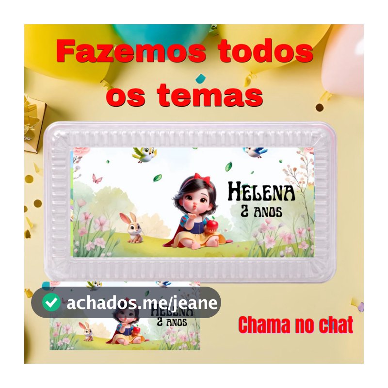 Rótulo Adesivo Marmitinha Personalizada Aniversário 12,7x5cm BRANCA DE NEVE (TODOS OS TEMAS)