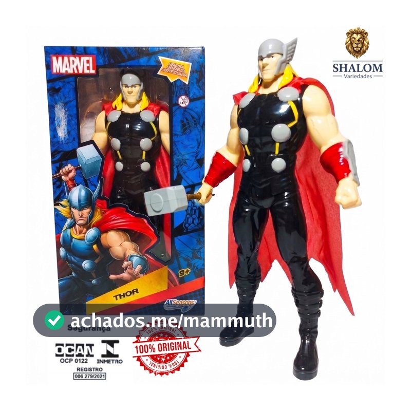 Boneco Thor Articulado 22cm Marvel Vingadores Com Martelo e Capa