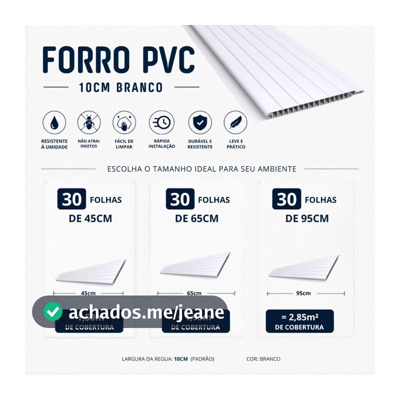 Forro PVC 30 Folhas Branco Frisado 10cm. Praticidade, Beleza e Durabilidade. Tamanhos variados.